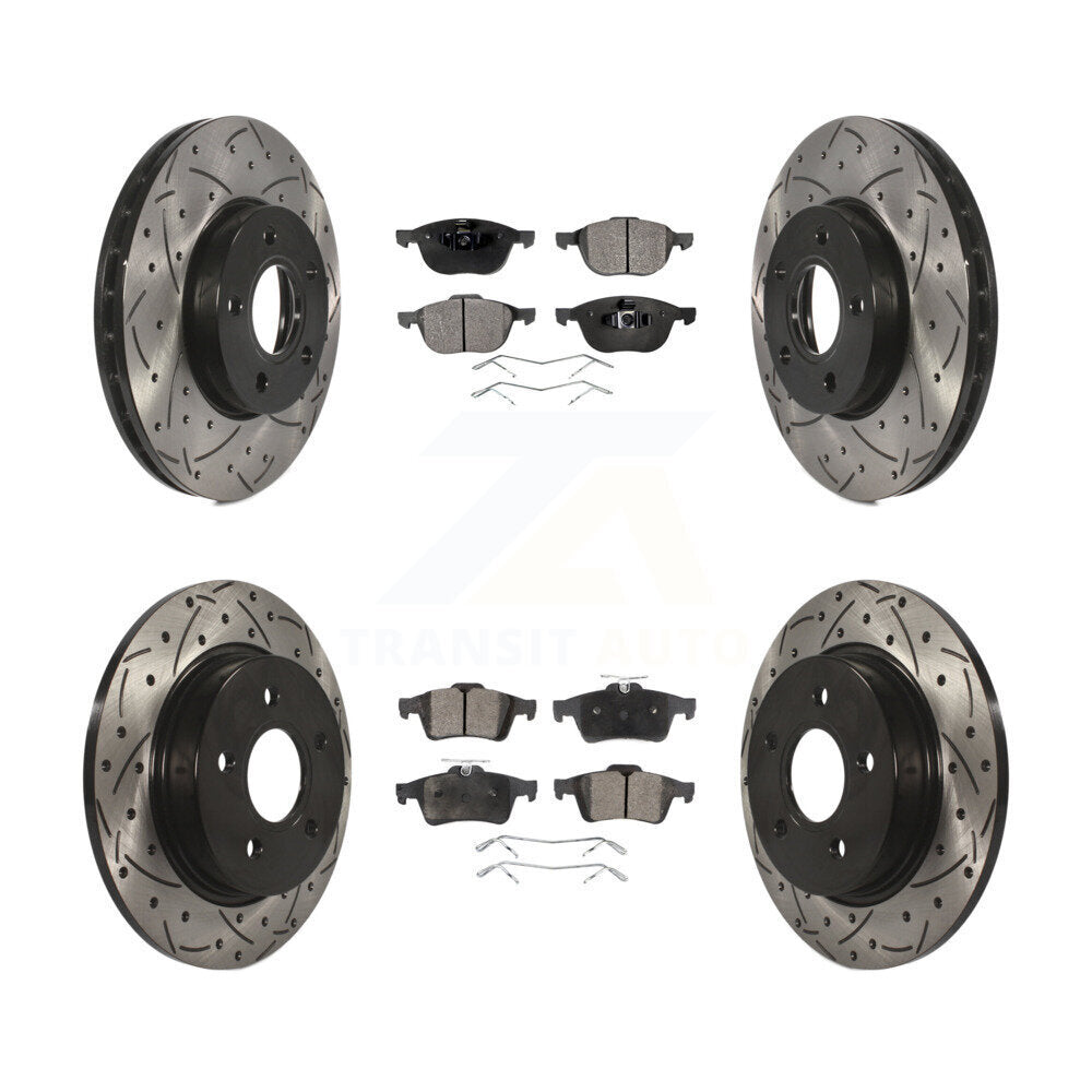 Kit de plaquettes semi-métalliques pour Rotor de frein à disque, fente de perçage pour manteau avant et arrière, pour Ford Focu