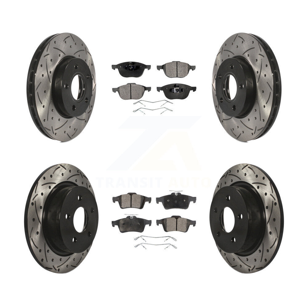 Kit de plaquettes semi-métalliques pour Rotor de frein à disque, fente de perçage pour manteau avant et arrière, pour Ford c-ma