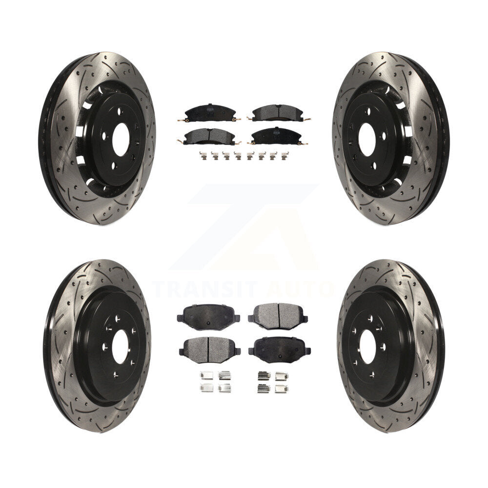 Kit de plaquettes semi-métalliques de Rotor de frein de fente de forage avant et arrière pour Ford Explorer Polic