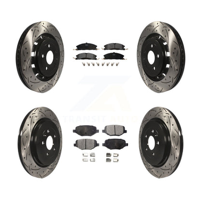 Kit de plaquettes semi-métalliques de Rotor de frein de fente de forage avant et arrière pour Ford Explorer Polic
