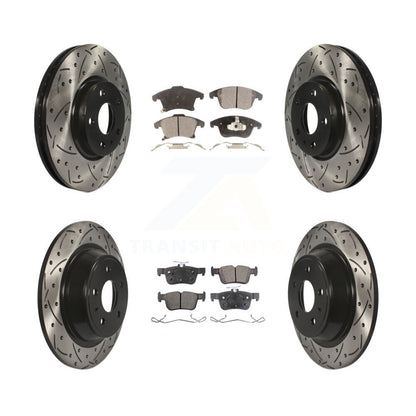 Kit de plaquettes semi-métalliques de rotors de frein de fente de forage avant et arrière pour Ford Fusion Lincol