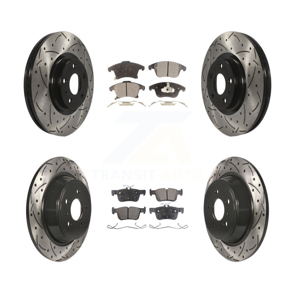 Kit de plaquettes semi-métalliques de rotors de frein de fente de forage avant et arrière pour Ford Fusion Lincol