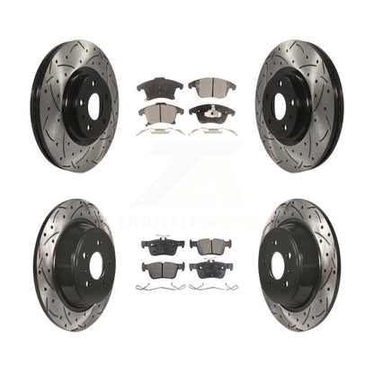 Kit de plaquettes semi-métalliques de rotors de frein de fente de forage avant et arrière pour Ford Fusion Lincol