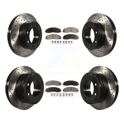 Kit de plaquettes semi-métalliques de Rotor de frein de fente de forage avant et arrière pour Ford F-250 Super 4W