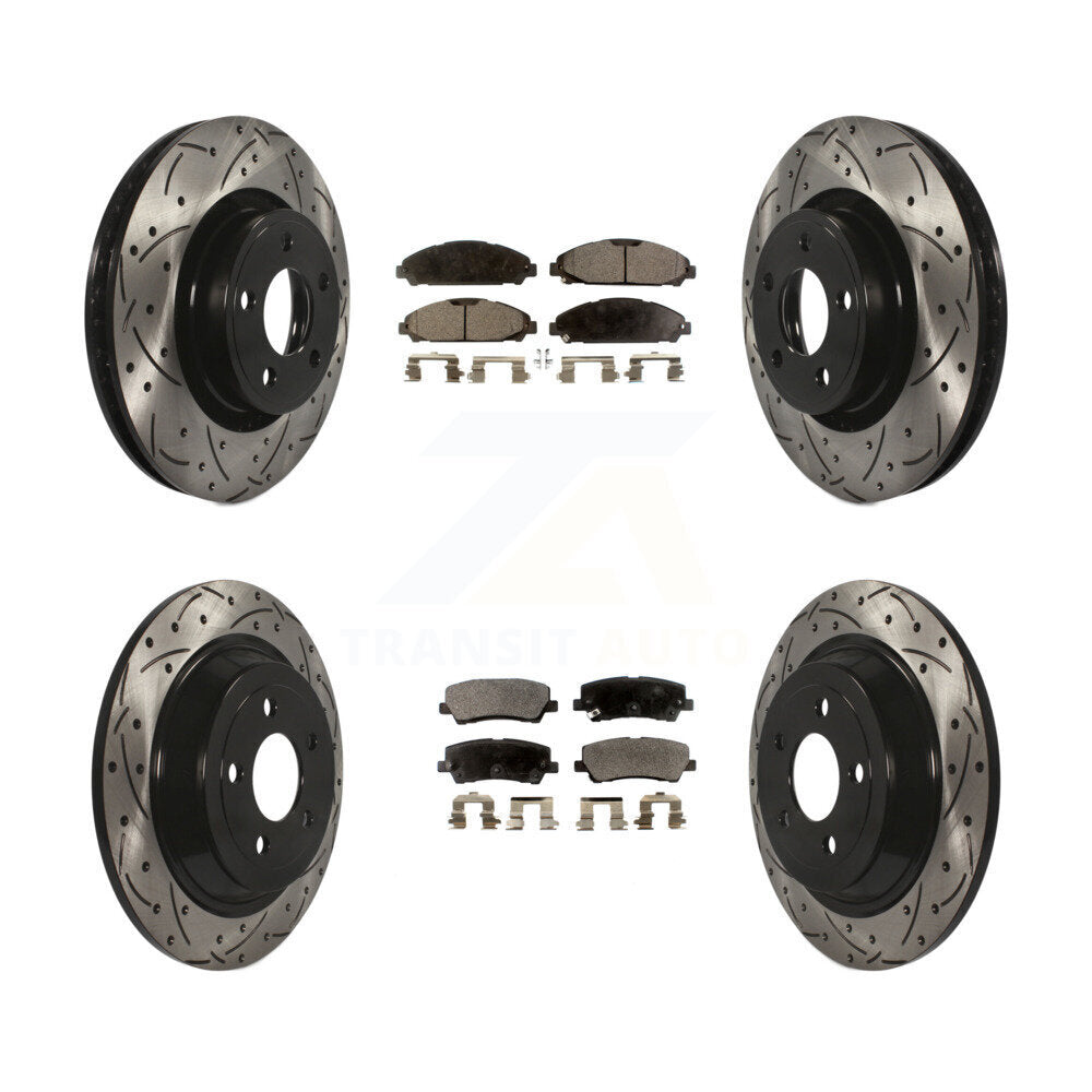 Rotors de frein à disque à fente avant et arrière, Kit de plaquettes semi-métalliques pour Ford Mustang
