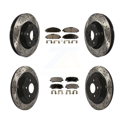 Rotors de frein à disque à fente avant et arrière, Kit de plaquettes semi-métalliques pour Ford Mustang