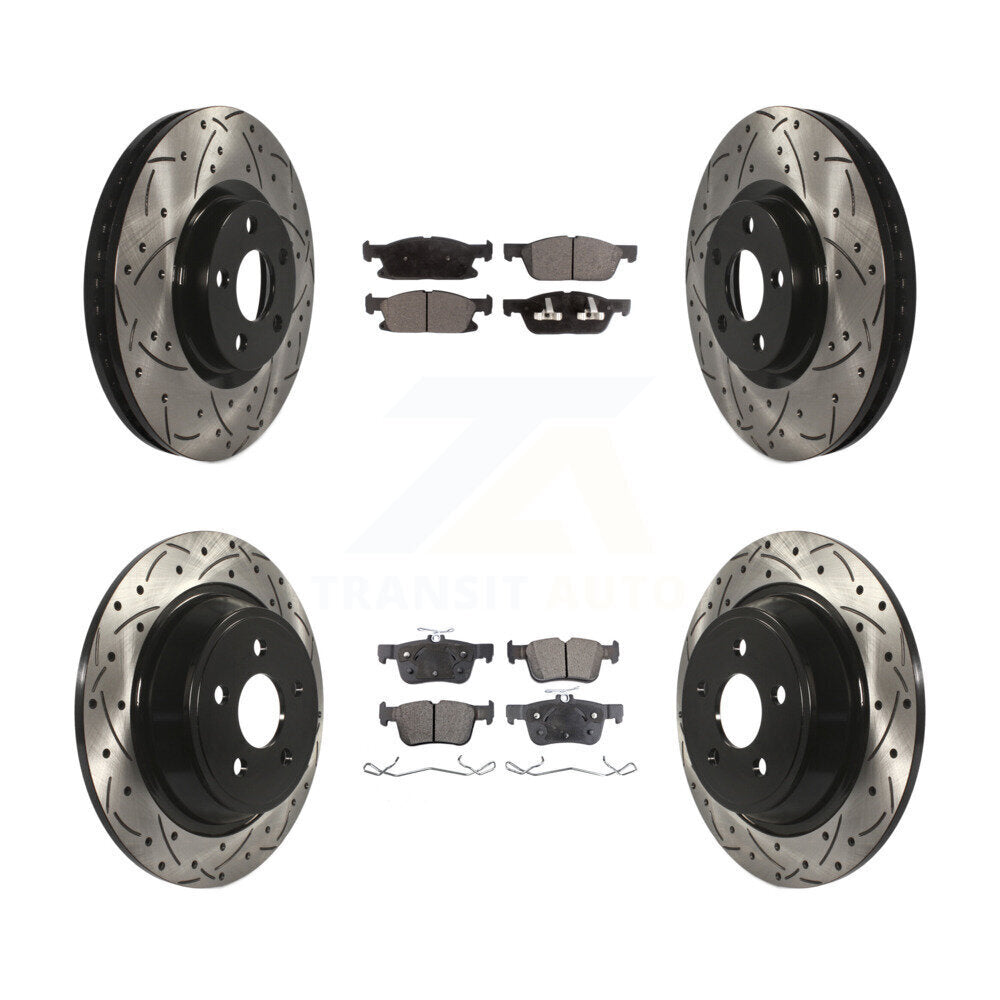 Kit de plaquettes semi-métalliques pour rotors de frein à disque, fente de perçage avant et arrière, pour Ford Edge