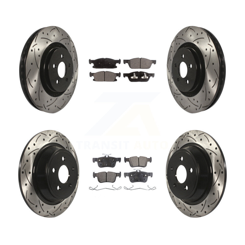 Kit de plaquettes de frein semi-métalliques pour rotors de frein à fente avant et arrière pour Ford Edge Lincol