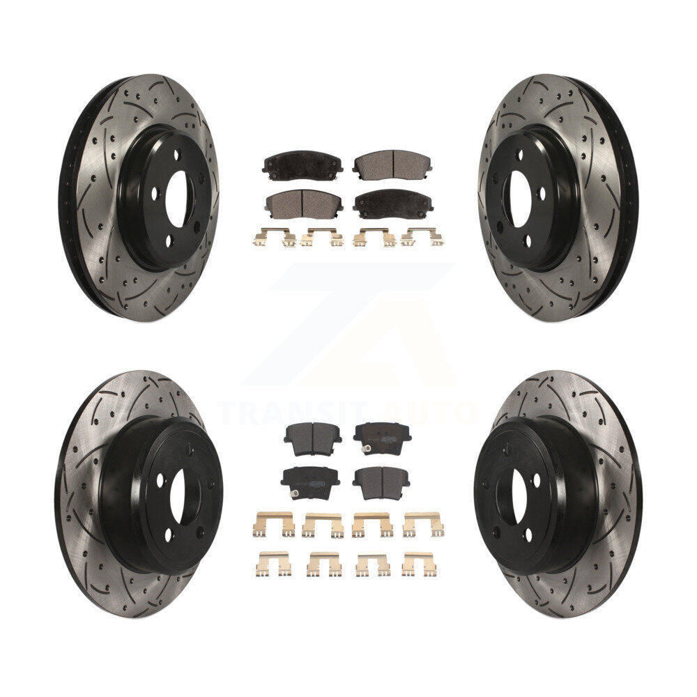 Kit de plaquettes de frein semi-métalliques pour rotors de frein à fente avant et arrière pour Dodge Charger 30