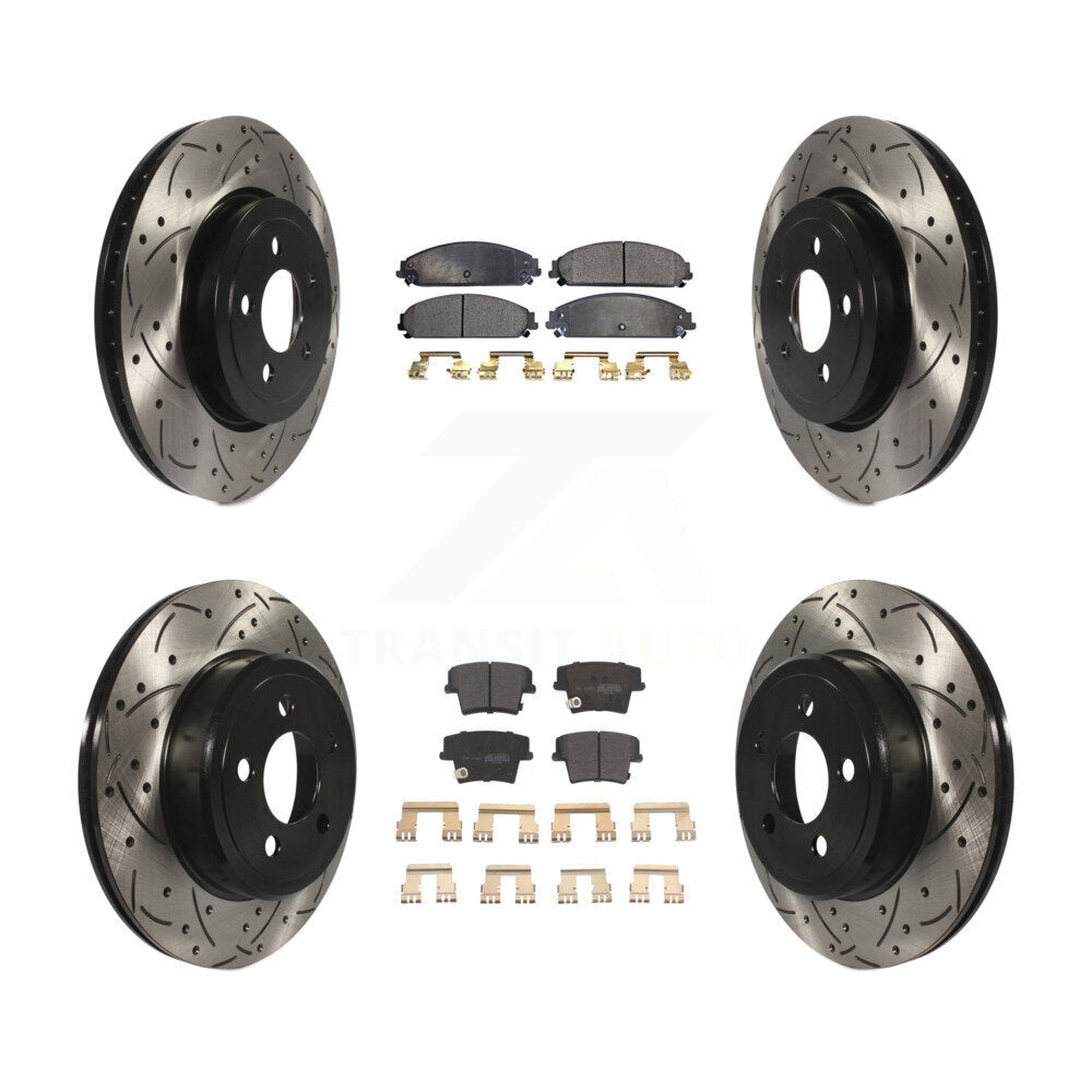 Kit de plaquettes de frein semi-métalliques pour rotors de frein à fente avant et arrière pour Dodge Charger 30