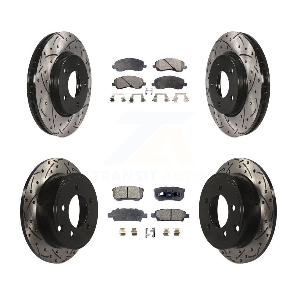 Kit de plaquettes de frein semi-métalliques pour rotors de frein à fente avant et arrière pour Mitsubishi Lance