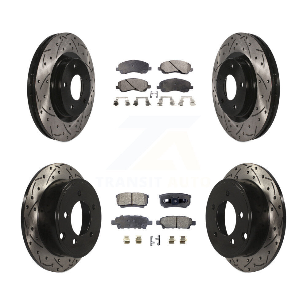 Kit de plaquettes semi-métalliques de Rotor de frein de fente de forage avant et arrière pour Jeep Patriot Compas