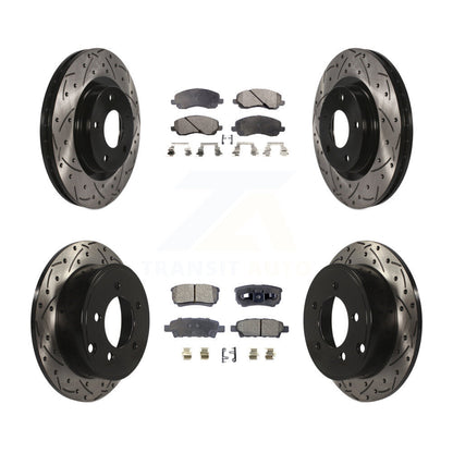 Kit de plaquettes semi-métalliques de Rotor de frein de fente de forage avant et arrière pour Jeep Patriot Compas