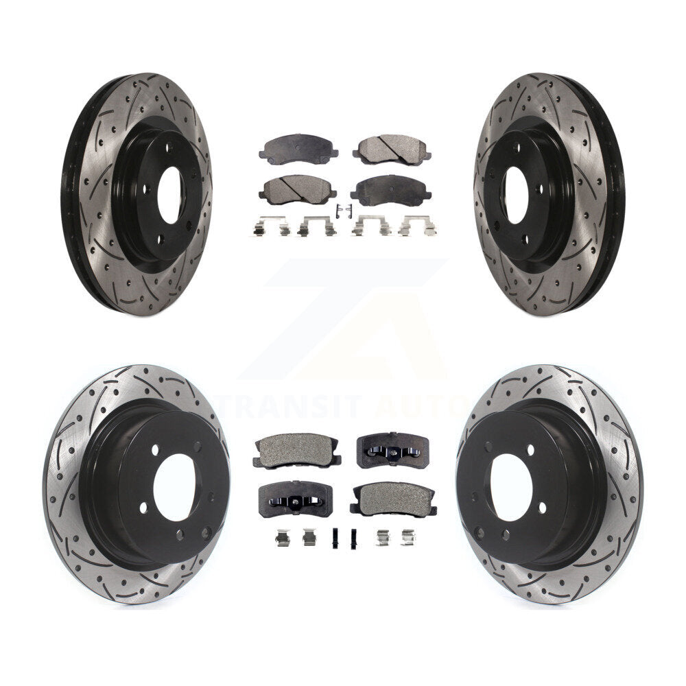 Rotors de frein à fente avant et arrière, Kit de plaquettes semi-métalliques pour Jeep Mitsubishi RV