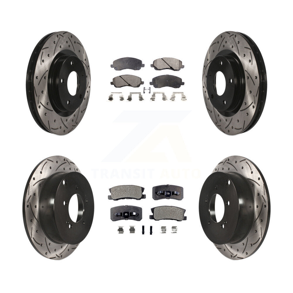 Kit de plaquettes semi-métalliques de Rotor de frein de fente de forage avant et arrière pour Mitsubishi Outlande