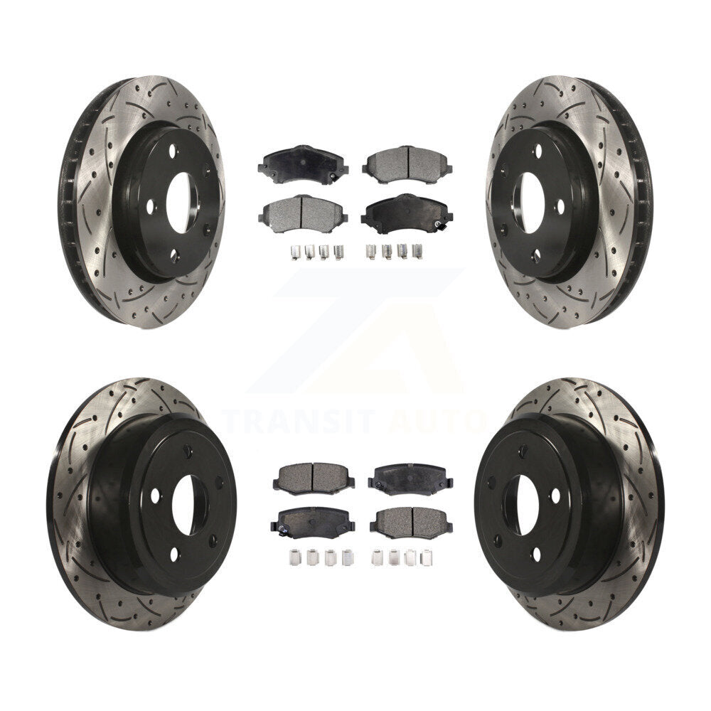 Rotor de frein à fente percée avant et arrière et Kit de plaquettes semi-métalliques pour Jeep Wrangler J