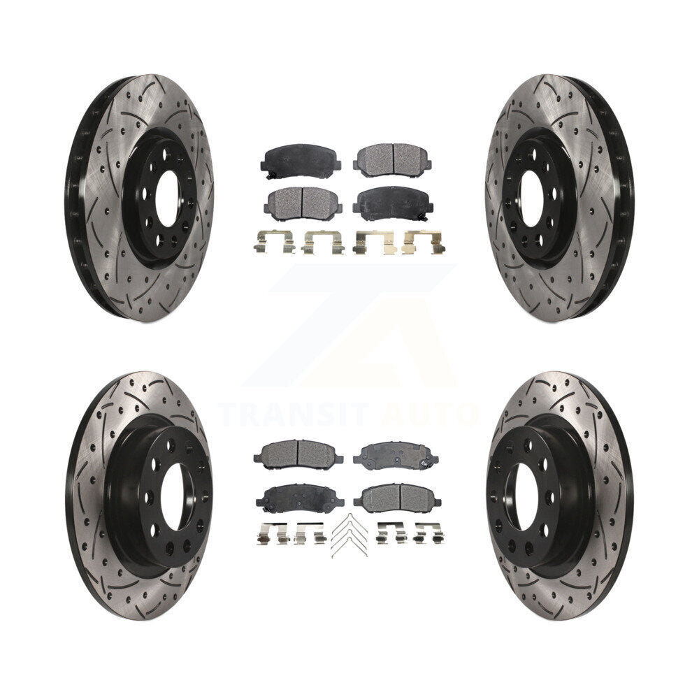 Kit de plaquettes semi-métalliques de Rotor de frein de fente de forage avant et arrière pour Dodge Dar 2013 – 2016