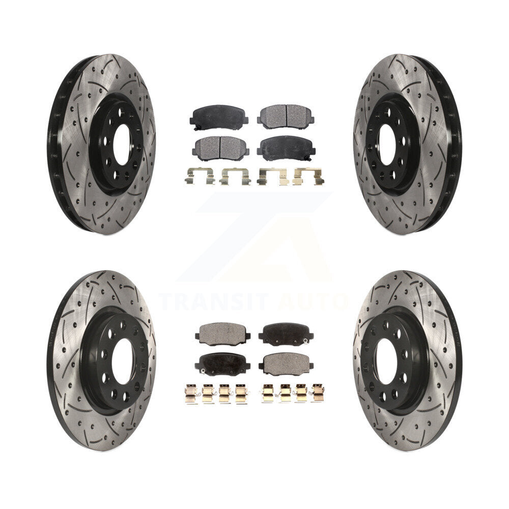 Rotors de frein à disque à fente avant et arrière, Kit de plaquettes semi-métalliques pour Chrysler 20