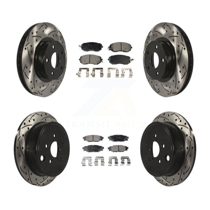 Kit de plaquettes semi-métalliques de rotors de frein à disque de fente de forage avant et arrière pour Subaru Imprez