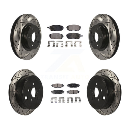 Kit de plaquettes semi-métalliques de rotors de frein à disque de fente de forage avant et arrière pour Subaru Imprez