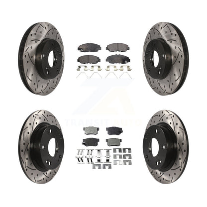Rotors de frein à fente avant et arrière, Kit de plaquettes semi-métalliques pour Honda Civic Tourin