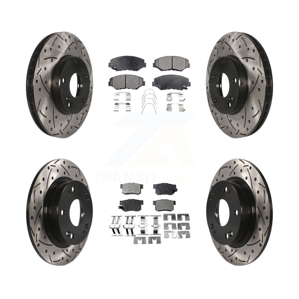 Kit de plaquettes de frein semi-métalliques pour rotors de frein à fente avant et arrière pour Honda Civic Acur