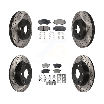 Kit de plaquettes de frein semi-métalliques pour rotors de frein à fente avant et arrière pour Honda Civic Acur