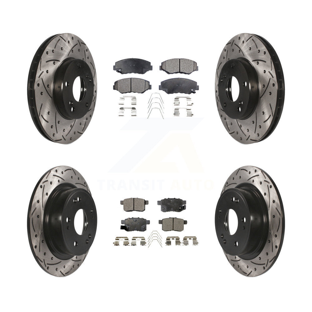 Rotors de frein à disque à fente avant et arrière, Kit de plaquettes semi-métalliques pour Honda Accor