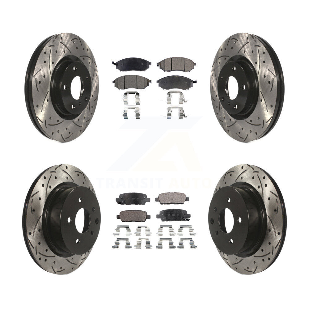 Kit de plaquettes de frein semi-métalliques pour rotors de frein à fente avant et arrière pour INFINITI G37 EX3
