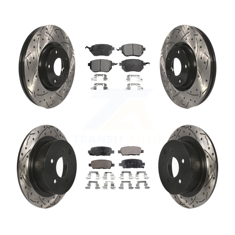 Kit de plaquettes semi-métalliques de Rotor de frein de fente de forage avant et arrière pour Nissan Altima Maxim