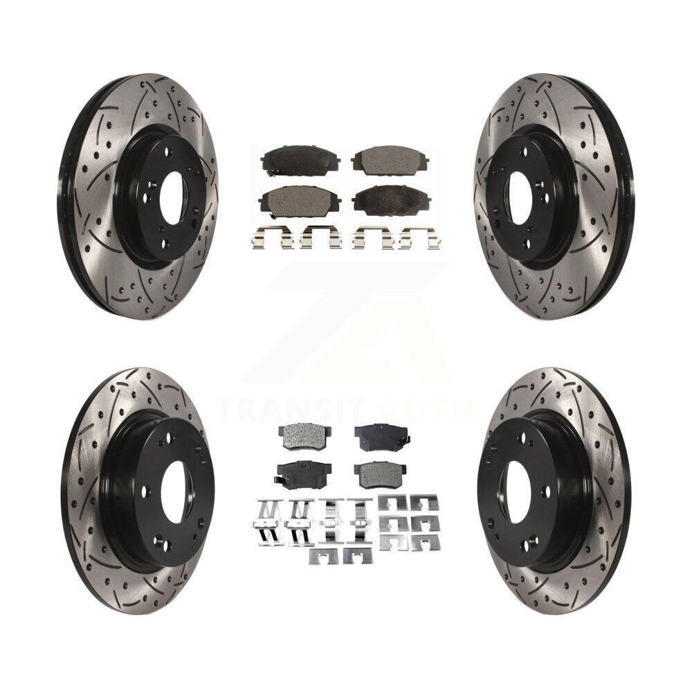 Kit de plaquettes de frein semi-métalliques pour rotors de frein à fente avant et arrière pour Honda Civic Acur