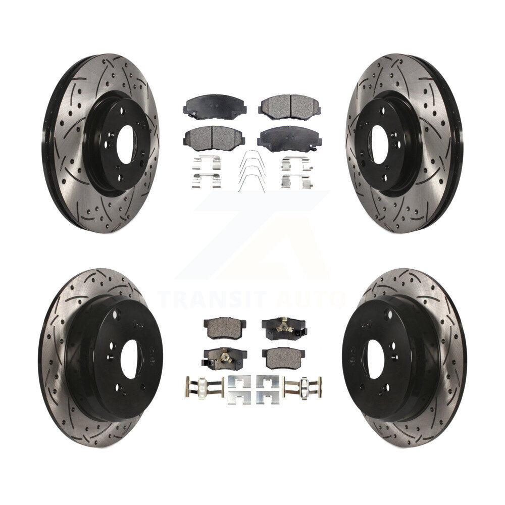 Kit de plaquettes semi-métalliques de Rotor de frein de fente de forage avant et arrière pour Honda CR-2005-2006