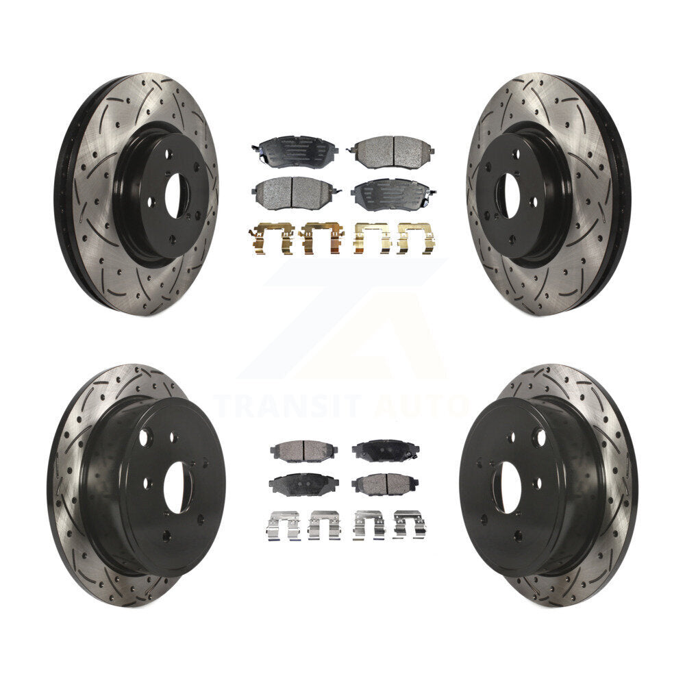 Kit de plaquettes semi-métalliques de Rotor de frein à disque de fente de forage de manteau avant et arrière pour Subaru WR