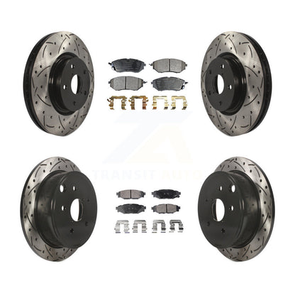 Kit de plaquettes semi-métalliques de Rotor de frein à disque de fente de forage de manteau avant et arrière pour Subaru WR