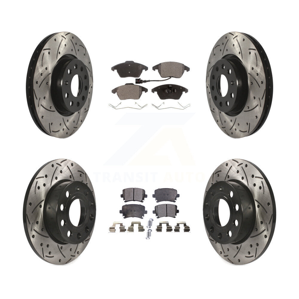 Kit de plaquettes semi-métalliques de Rotor de frein de fente de forage avant et arrière pour Volkswagen Rabbit A