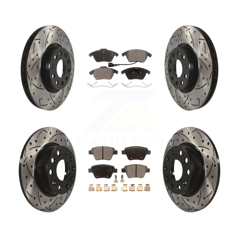 Kit de plaquettes de frein semi-métalliques pour rotors de frein à fente avant et arrière pour Volkswagen Beetl