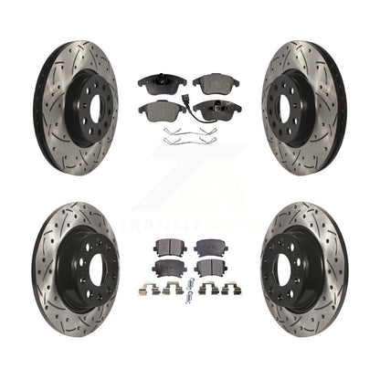 Kit de plaquettes semi-métalliques de Rotor de frein de fente de forage avant et arrière pour Volkswagen Tiguan Q
