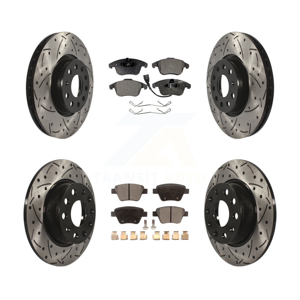 Kit de plaquettes de frein semi-métalliques pour rotors de frein à fente avant et arrière pour Volkswagen Passa