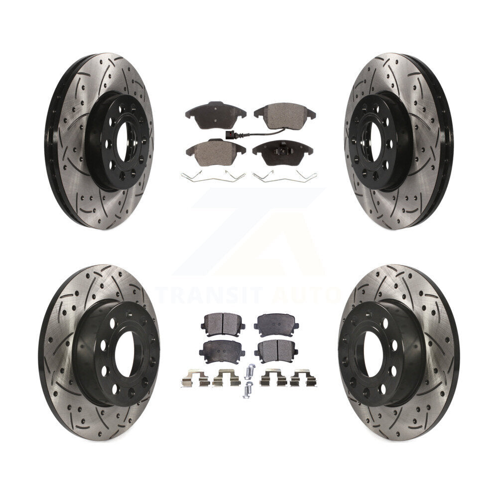 Kit de plaquettes de frein semi-métalliques pour rotors de frein à fente avant et arrière pour Volkswagen Rabbi
