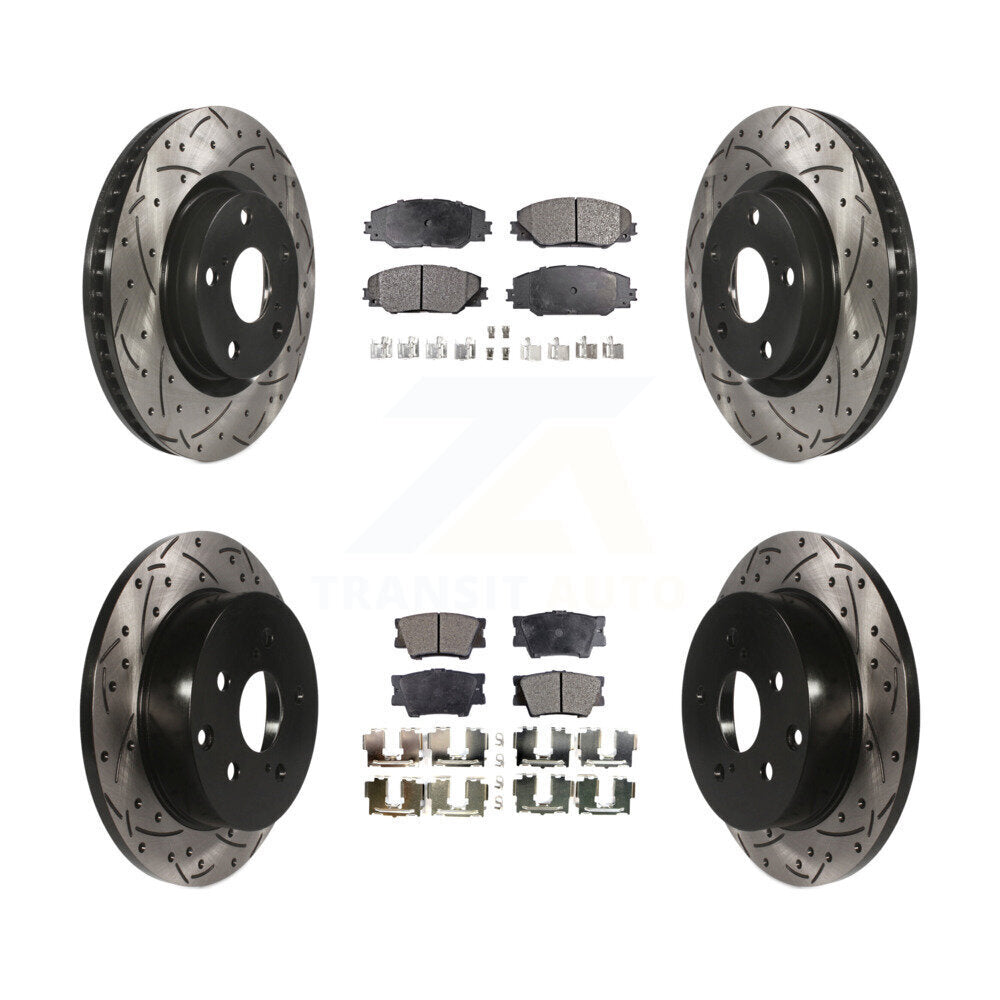 Rotor de frein à disque à fente percée avant et arrière et Kit de plaquettes semi-métalliques pour Toyota RAV