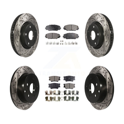 Rotor de frein à disque à fente percée avant et arrière et Kit de plaquettes semi-métalliques pour Toyota RAV