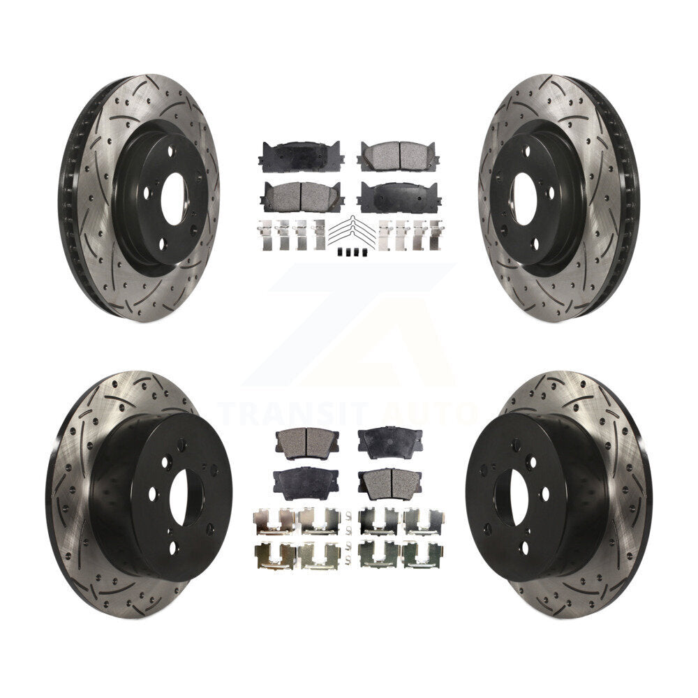 Kit de plaquettes semi-métalliques de Rotor de frein à fente avant et arrière, pour Toyota Camry Lexu