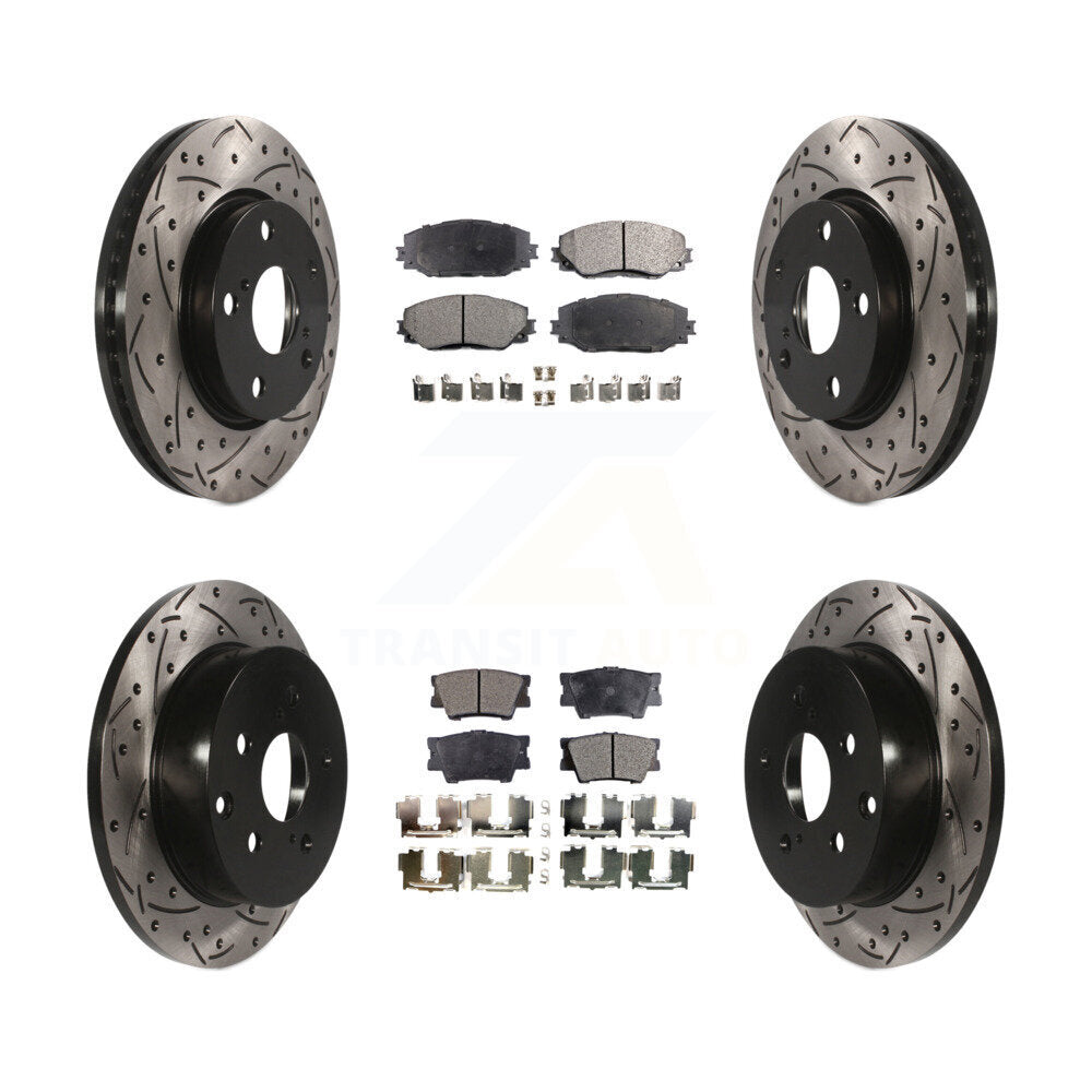 Kit de plaquettes de frein semi-métalliques pour rotors de frein à fente avant et arrière, pour Toyota RAV4 Lexu