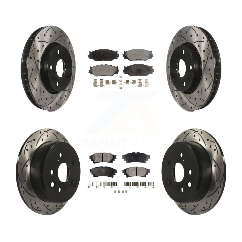 Rotor de frein à disque à fente percée avant et arrière et Kit de plaquettes semi-métalliques pour Lexus IS25