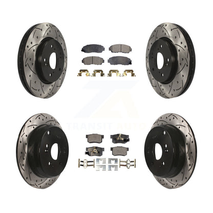 Kit de plaquettes semi-métalliques de Rotor de frein de fente de forage avant et arrière pour Honda CR-V Acura RD