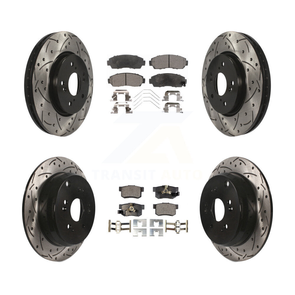 Kit de plaquettes semi-métalliques de Rotor de frein de fente de forage avant et arrière pour Honda CR-V AW 12-16