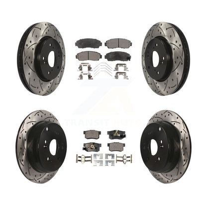 Kit de plaquettes semi-métalliques de Rotor de frein de fente de forage avant et arrière pour Honda CR-V AW 12-16