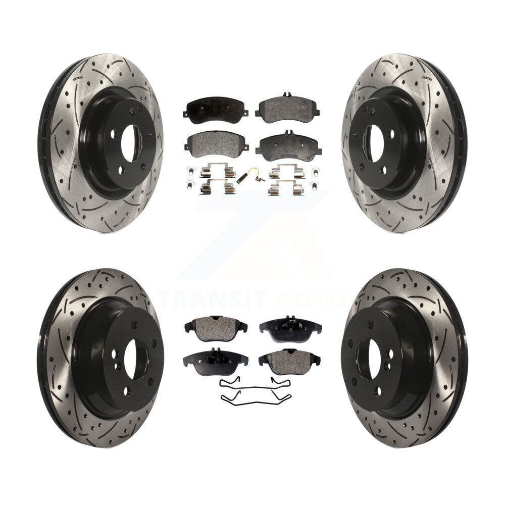 Kit de plaquettes semi-métalliques de Rotor de frein de fente de forage avant et arrière pour Mercedes-Benz GLK35