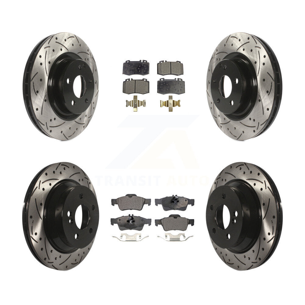 Kit de plaquettes semi-métalliques de Rotor de frein de fente de forage avant et arrière pour Mercedes-Benz CLS55