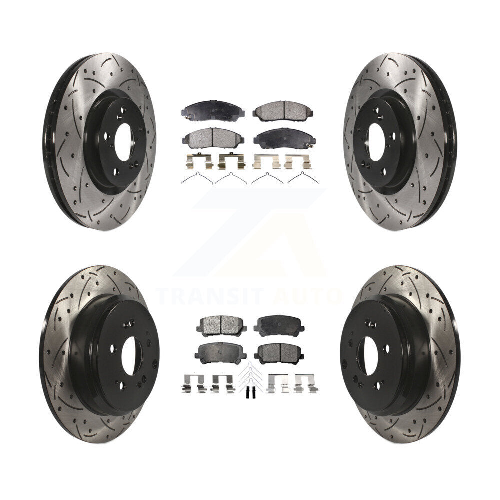 Rotors de frein à fente avant et arrière, Kit de plaquettes semi-métalliques pour Honda Pilot Acur